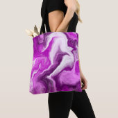 Tote Bag Violet et Marbre blanc Fluide Art (De près)