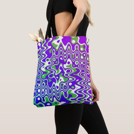 Tote Bag [Violet et vert] Op-Art tourbé (De près)