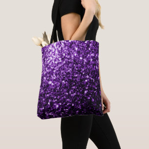 Tote Bag Violet foncé faux paillettes brillantes scintillen
