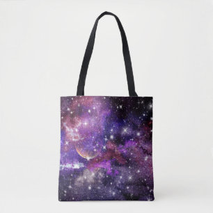Tote Bag Violet Galaxy Voie Lactée Avec Planète