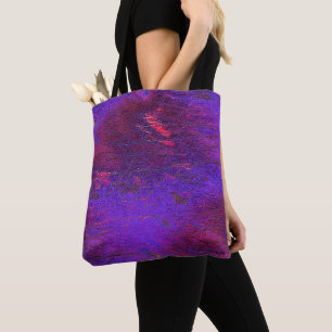 Tote Bag Violet gothique au cuir rouge agrandi taché