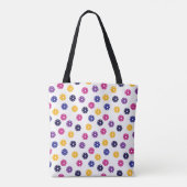 Tote Bag 💛 💜 violet jaune Pickleballs sur blanc (Dos)