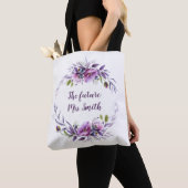 Tote Bag Violet Lavande Purple Floral Futur Mme Bridal | (De près)