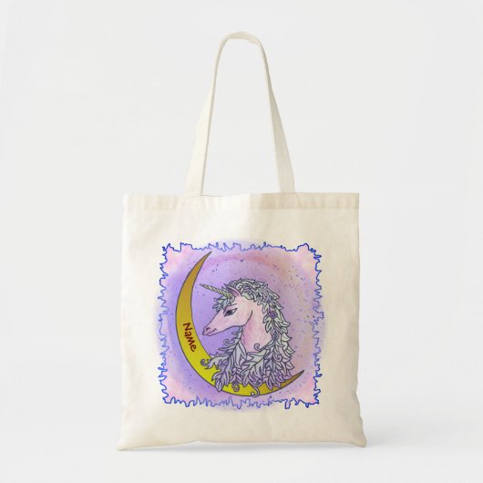 Tote Bag Violet Lune de nuit Unicorn (Devant)