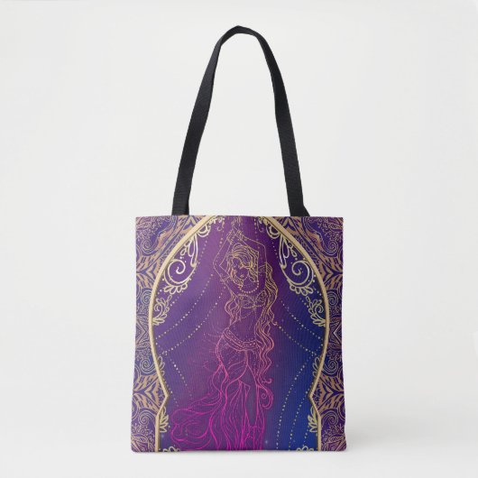 Tote Bag Violet & Or Marocain du ventre Arabe Danser Glam (Devant)