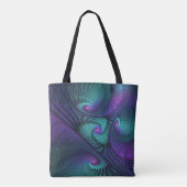 Tote Bag Violet rencontre Turquoise moderne art fractal abs (Dos)