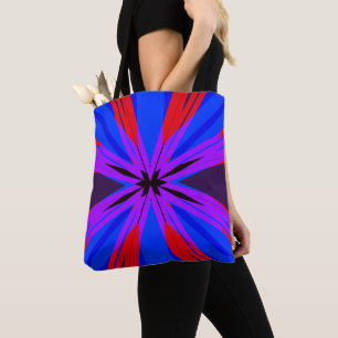 Tote Bag Violet Rouge Bleu Noir Star Starburst Fun Vaporwav