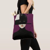 Tote Bag Violet Silence – Art abstrait de déesse (De près)