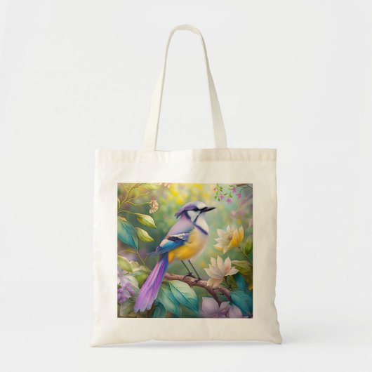 Tote Bag Violet Tufted Jay Imaginaire Bird (Devant)