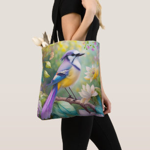 Tote Bag Violet Tufted Jay Imaginaire Bird