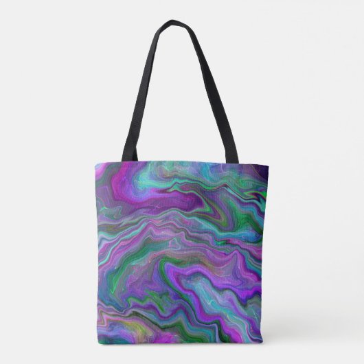 Tote Bag Violet, vert et bleu Fluid Art Abstrait (Dos)