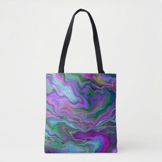 Tote Bag Violet, vert et bleu Fluid Art Abstrait (Devant)