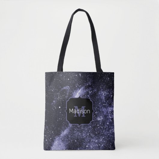 Tote Bag Violet violet peri noir galaxie abstraite Monogram (Devant)