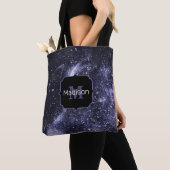 Tote Bag Violet violet peri noir galaxie abstraite Monogram (De près)