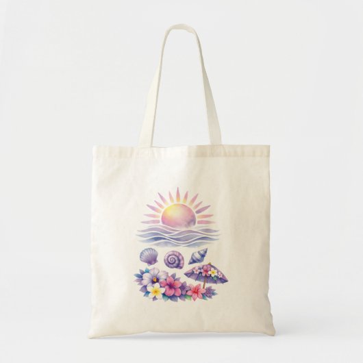 Tote Bag violet watercolor creative beach (Devant)
