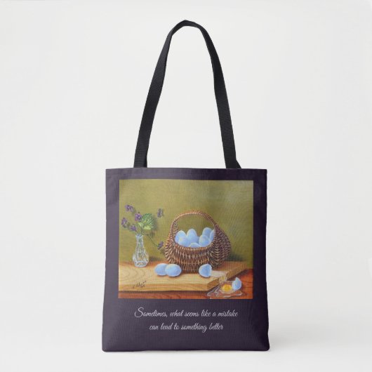 Tote Bag Violets et panier d'oeufs Fourre-tout (Devant)