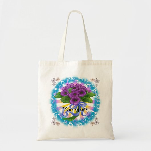 Tote Bag Violets fleurs Bouquet (Devant)