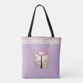 Tote Bag Violette de Ladybug et Rose mignon floral (Dos)