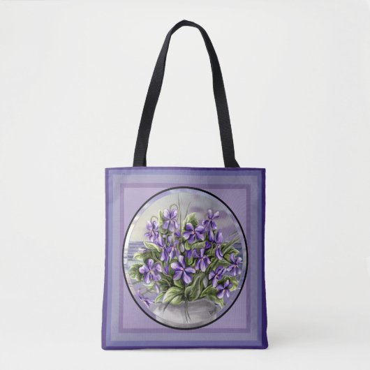 Tote Bag violettes dans un bocal de lune (Devant)