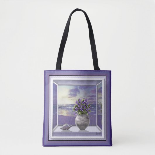 Tote Bag violettes dans un bocal de lune (Devant)