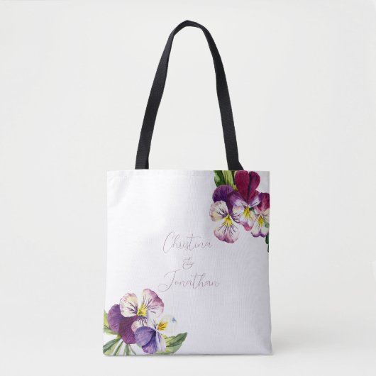 Tote Bag Violettes d'aquarelle romantique (Devant)