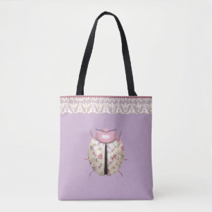 Tote Bag Violettes de Ladybug et fleurs mignonnes Roses