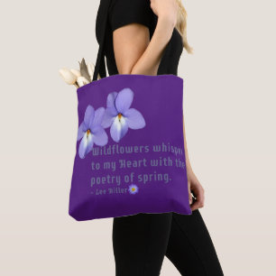 Tote Bag Violettes Pied d'Oiseau Fleurs Sauvages Citation