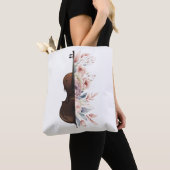 Tote Bag Violon aux fleurs. (De près)