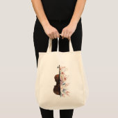 Tote Bag Violon aux fleurs. (Devant (produit))