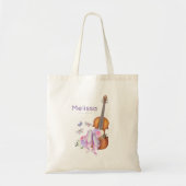 Tote Bag Violon, Chaussures de Ballet, Fleurs et Papillons (Devant)