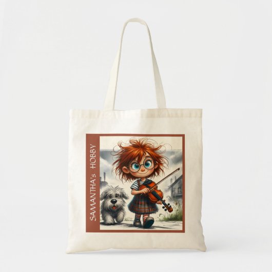 Tote Bag Violon Musique Fille école passe-temps peinture co (Devant)