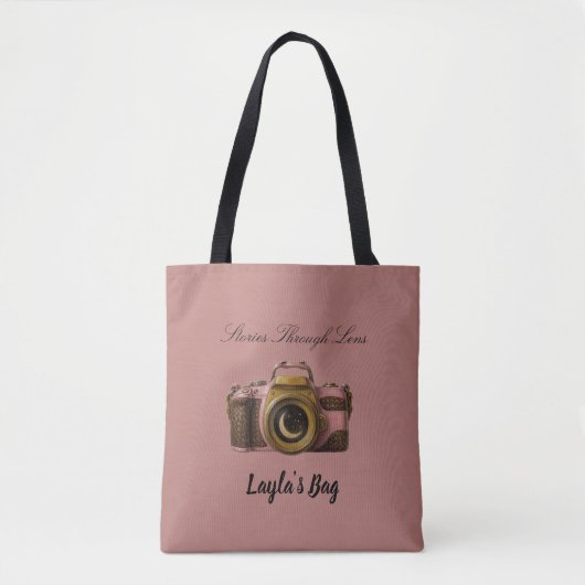 Tote Bag Viral Custom Name Camera Gift Sleek Minimal (Devant)