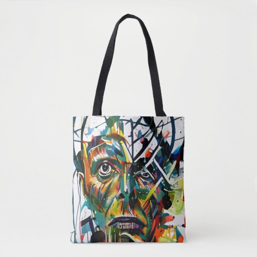 Tote Bag Visage Abstrait d'un alien (Devant)