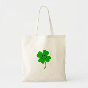 Tote Bag Visage chanceux de smiley de trèfle de quatre feu