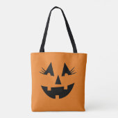 Tote Bag Visage Citrouille Halloween Girly Jack-O-Lantern (Dos)