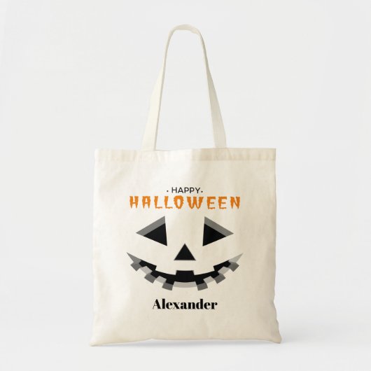 Tote Bag Visage citrouille Joyeux Halloween Trick ou Treat (Devant)