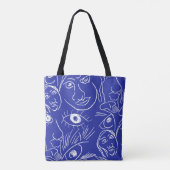 Tote Bag Visage de beauté : dessin à une ligne. (Dos)