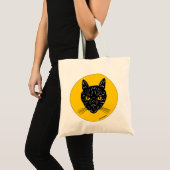 Tote Bag Visage de chat noir (Devant (produit))