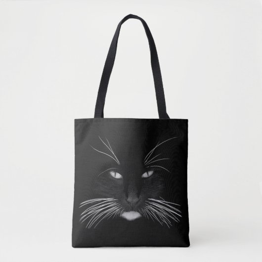 Tote Bag Visage de chat noir (Devant)