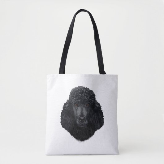 Tote Bag Visage de chien de caniche noir (Devant)