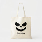 Tote Bag Visage de citrouille girly Jack O Lantern (Devant)