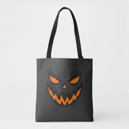 Tote Bag Visage de citrouille Jack O'Lantern Halloween effr (Devant)