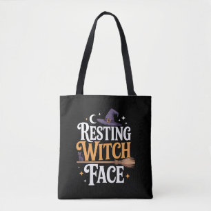 Tote Bag Visage de Sorcière au Repos - Halloween élégant et