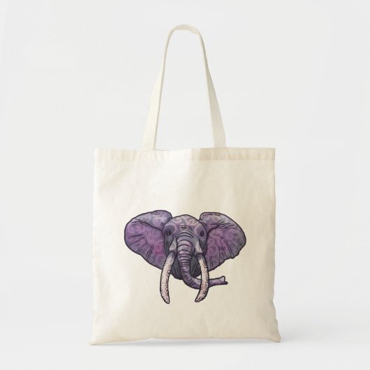 Tote Bag Visage d'éléphant violet (Devant)