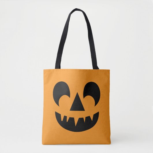 Tote Bag Visage du Citrouille Jack-o'-lantern (Devant)