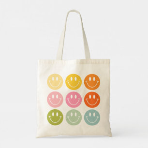 Tote Bag Visage Émoticône Souriant et Heureux La Vie Est Co