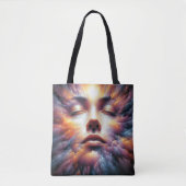 Tote Bag Visage mélangé avec des nuages colorés (Devant)