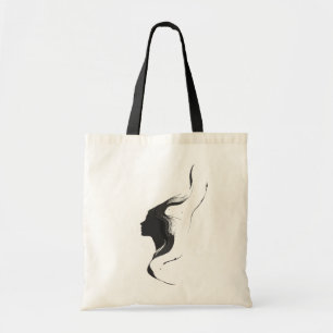 Tote Bag Visage minimaliste de femme Abstraite avec cheveux