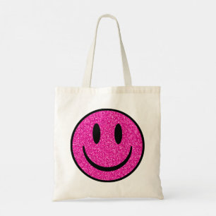 Tote Bag Visage Souriant Paillettes Roses
