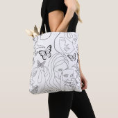 Tote Bag Visages de dessin de trait pour femmes (De près)